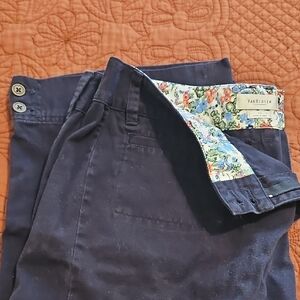 Van Heusen Dark Blue Capris with Floral Waistband